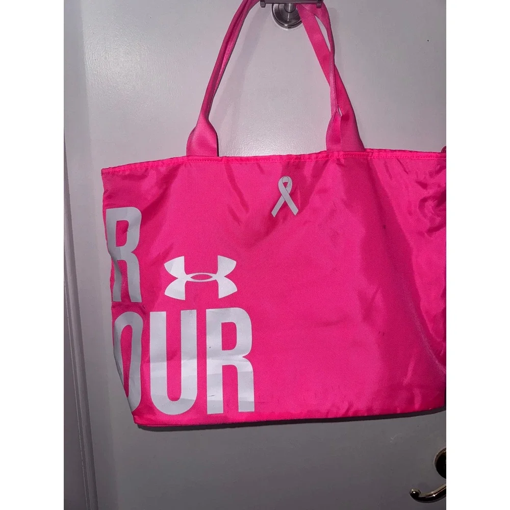 Under Armour Power In Pink Tote Bag Neon Pink Breast Cancer Awareness Gym Pouch